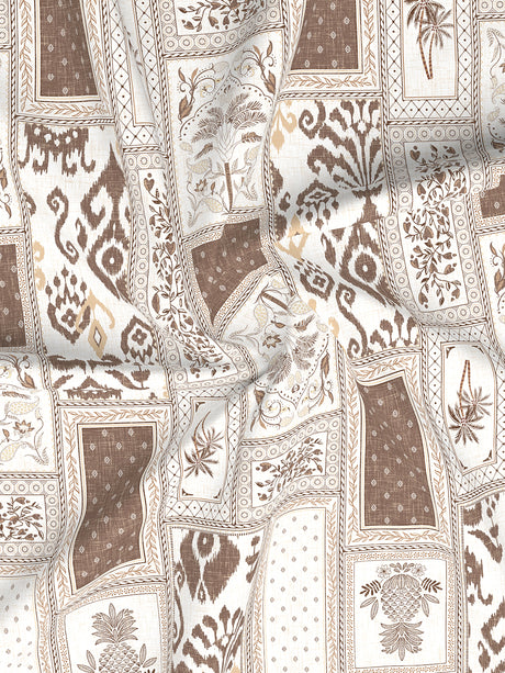 Gardenia Augusta 100% Cotton 300 TC Brown & White Digitally Printed King Bedsheet with 2 Pillow Covers