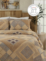 Gardenia Augusta 100% Cotton 300 TC Brown Digitally Printed King Bedsheet with 2 Pillow Covers