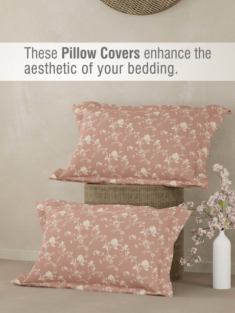 Cottage Garden 100% Organic Cotton 300 TC King Bedsheet with 2 Pillow Covers - Pink Floral
