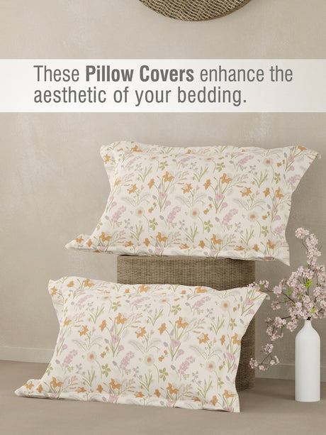Cottage Garden 100% Organic Cotton 300 TC King Bedsheet with 2 Pillow Covers - Multicolor Floral