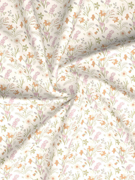 Cottage Garden 100% Organic Cotton 300 TC King Bedsheet with 2 Pillow Covers - Multicolor Floral