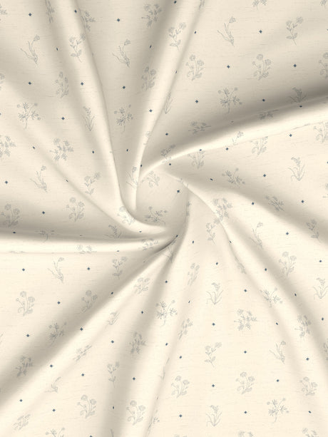 Cottage Garden 100% Organic Cotton 300 TC King Bedsheet with 2 Pillow Covers - Cream & Blue Floral