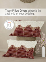 Heritage Walk 100% Egyptian Cotton 200 TC Red Ethnic Print King Bedsheet with 2 Pillow Covers