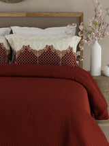 Heritage Walk 100% Egyptian Cotton 200 TC Red Ethnic Print King Bedsheet with 2 Pillow Covers