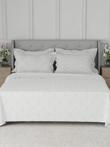 Platinum Pulse 100% Cotton 800 TC White Digitally Printed King Bedsheet with 4 Pillow Covers