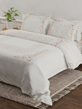 Platinum Pulse 100% Cotton 800 TC White & Red Digital Meenakari Print King Bedsheet with 4 Pillow Covers