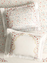 100% Cotton 800 TC King Bedsheet Set, White & Red Digitally Printed, Platinum Pulse Collection, Meenakari Design Prints
