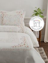 Platinum Pulse 100% Cotton 800 TC White & Red Digital Meenakari Print King Bedsheet with 4 Pillow Covers