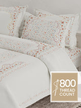 Platinum Pulse 100% Cotton 800 TC White & Red Digital Meenakari Print King Bedsheet with 4 Pillow Covers