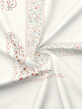 Platinum Pulse 100% Cotton 800 TC White & Red Digital Meenakari Print King Bedsheet with 4 Pillow Covers