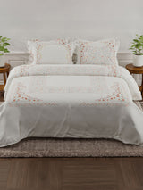 100% Cotton 800 TC King Bedsheet Set, White & Red Digitally Printed, Platinum Pulse Collection, Meenakari Design Prints