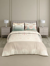 100% Cotton 800 TC King Bedsheet Set, Grey Digitally Printed, Platinum Pulse Collection, Meenakari Design Prints