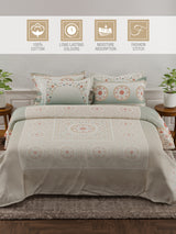 Platinum Pulse 100% Cotton 800 TC Grey Digital Meenakari Print King Bedsheet with 4 Pillow Covers
