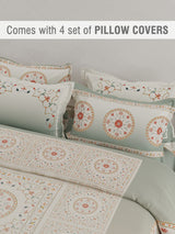 Platinum Pulse 100% Cotton 800 TC Grey Digital Meenakari Print King Bedsheet with 4 Pillow Covers