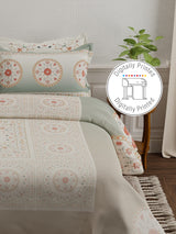 Platinum Pulse 100% Cotton 800 TC Grey Digital Meenakari Print King Bedsheet with 4 Pillow Covers