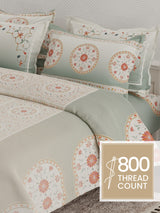 Platinum Pulse 100% Cotton 800 TC Grey Digital Meenakari Print King Bedsheet with 4 Pillow Covers