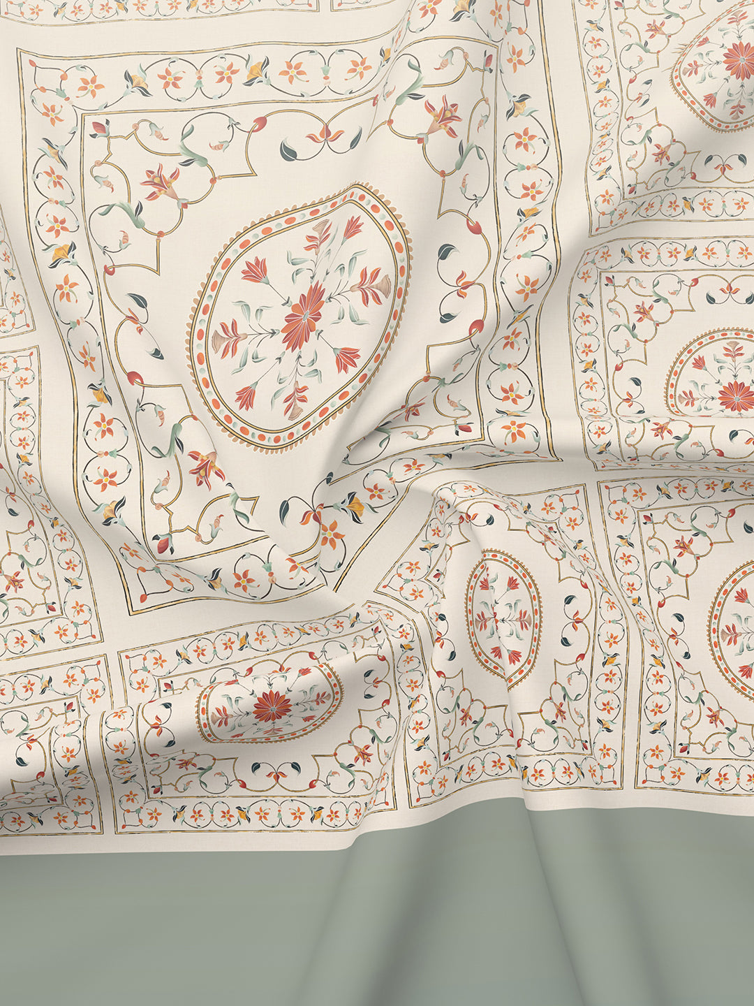 Platinum Pulse 100% Cotton 800 TC Grey Digital Meenakari Print King Bedsheet with 4 Pillow Covers