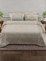 100% Cotton 800 TC King Bedsheet Set, Grey Digitally Printed, Platinum Pulse Collection, Meenakari Design Prints