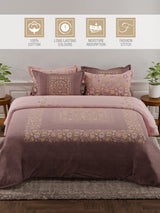 Platinum Pulse 100% Cotton 800 TC Purple Digital Meenakari Print King Bedsheet with 4 Pillow Covers