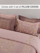 Platinum Pulse 100% Cotton 800 TC Purple Digital Meenakari Print King Bedsheet with 4 Pillow Covers