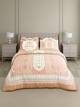 100% Cotton 800 TC King Bedsheet Set, Brown & Red Digitally Printed, Platinum Pulse Collection, Meenakari Design Prints