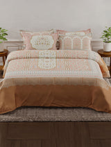 100% Cotton 800 TC King Bedsheet Set, Brown & Red Digitally Printed, Platinum Pulse Collection, Meenakari Design Prints