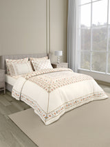 100% Cotton 800 TC King Bedsheet Set, White Digitally Printed, Platinum Pulse Collection, Meenakari Design Prints