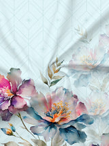 Gardenia Augusta 100% Cotton 300 TC Blue Floral Bedsheet with 2 Pillow Covers - Super King (120 L x 120 W inches)