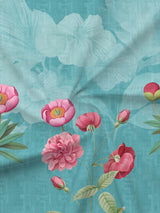 Gardenia Augusta 100% Cotton 300 TC Blue Floral Bedsheet with 2 Pillow Covers - Super King (120 L x 120 W inches)