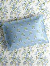 Gardenia Augusta 100% Cotton 300 TC King Bedsheet with 2 Pillow Covers | Blue & White Floral Digital Print