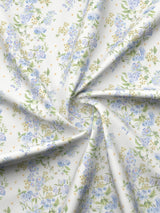 Gardenia Augusta 100% Cotton 300 TC Blue & White Digital Floral Print King Bedsheet with 2 Pillow Covers