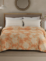 Valatia 100% Cotton 200 TC Double Bedsheet with 2 Pillow Covers - Orange Floral