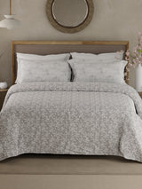Valatia 100% Cotton 200 TC Double Bedsheet with 2 Pillow Covers - Grey & White Floral