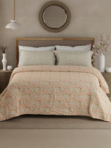 Valatia 100% Cotton 200 TC Double Bedsheet with 2 Pillow Covers - Pink Floral