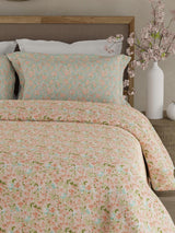 Valatia 100% Cotton 200 TC Double Bedsheet with 2 Pillow Covers - Pink Floral