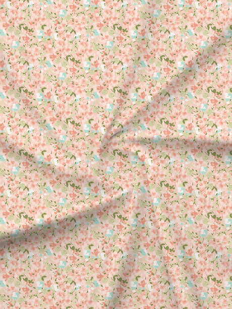 Valatia 100% Cotton 200 TC Double Bedsheet with 2 Pillow Covers - Pink Floral