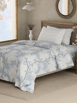 Valatia 100% Cotton 200 TC Single Bedsheet with 1 Pillow Cover - Blue Floral