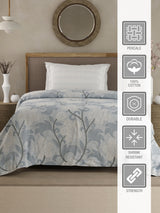Valatia 100% Cotton 200 TC Single Bedsheet with 1 Pillow Cover - Blue Floral