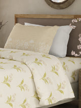 Valatia 100% Cotton 200 TC Single Bedsheet with 1 Pillow Cover - Cream Floral