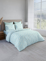 Nature Bouquet Premium 100% Cotton 300 TC Blue Floral King Bedsheet with 2 Pillow Covers (Jasmine Fragrance)