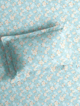 Nature Bouquet Premium 100% Cotton 300 TC Blue Floral King Bedsheet with 2 Pillow Covers (Jasmine Fragrance)