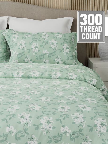 Nature Bouquet 100% Cotton 300 TC King Bedsheet with 2 Pillow Covers | Floral Fragrance Bedsheet Set