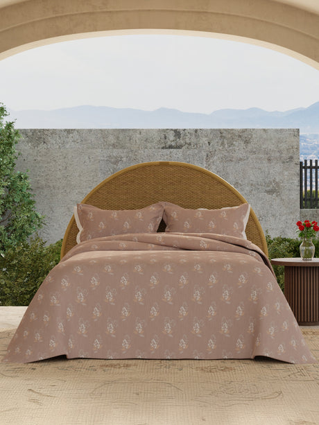Nature Bouquet 100% Cotton 300 TC King Bedsheet with 2 Pillow Covers | Floral Fragrance Bedsheet Set