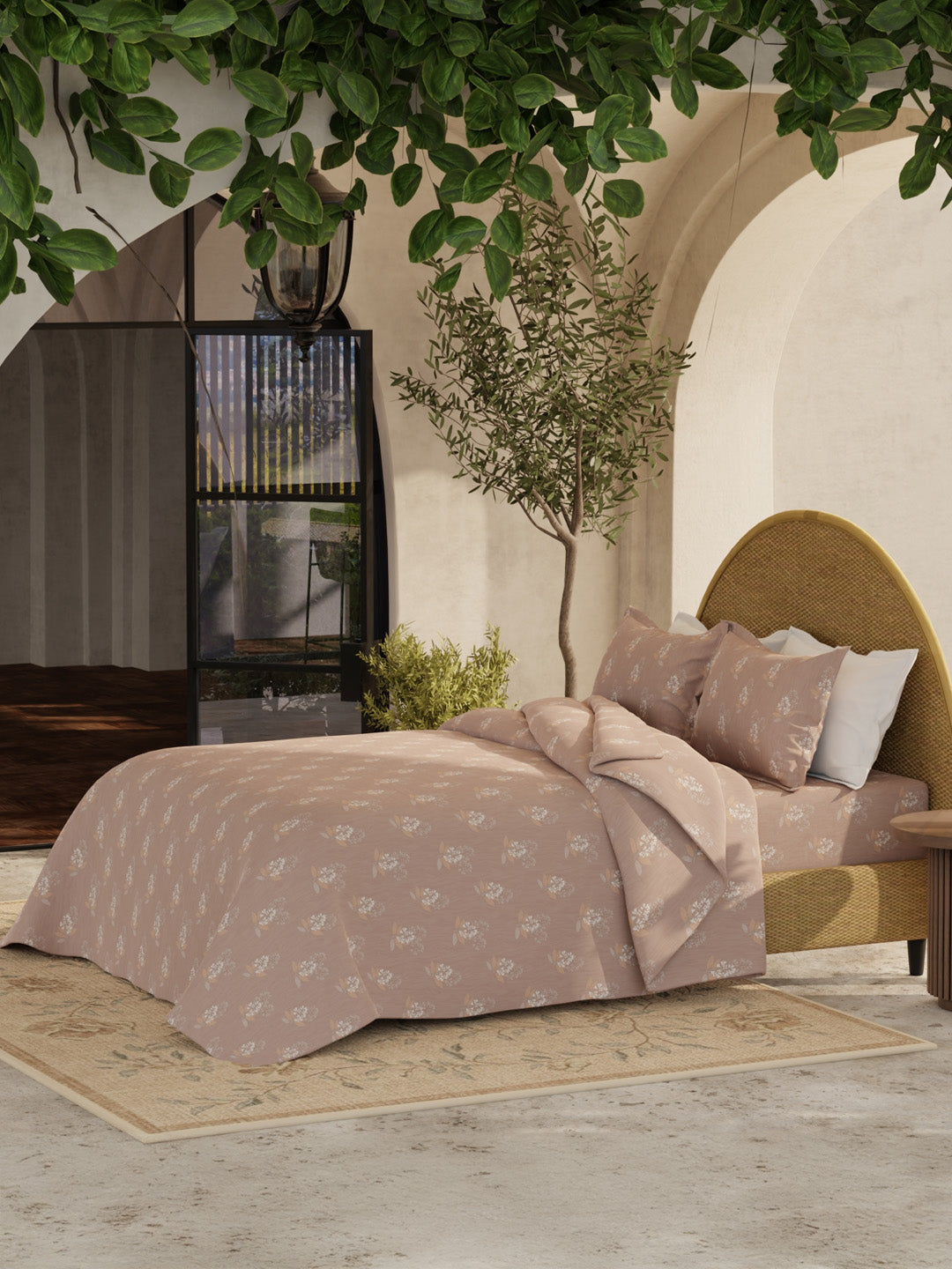 Nature Bouquet 100% Cotton 300 TC King Bedsheet with 2 Pillow Covers | Floral Fragrance Bedsheet Set