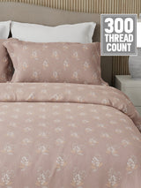 Nature Bouquet Premium 100% Cotton 300 TC Light Purple Floral King Bedsheet with 2 Pillow Covers (Sandalwood Fragrance)