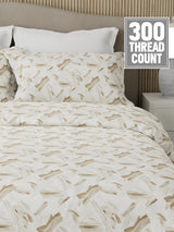 Nature Bouquet Premium 100% Cotton 300 TC Beige King Bedsheet with 2 Pillow Covers (Sandalwood Fragrance)