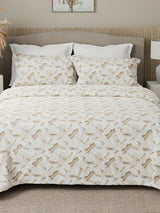 Nature Bouquet Premium 100% Cotton 300 TC Beige King Bedsheet with 2 Pillow Covers (Sandalwood Fragrance)