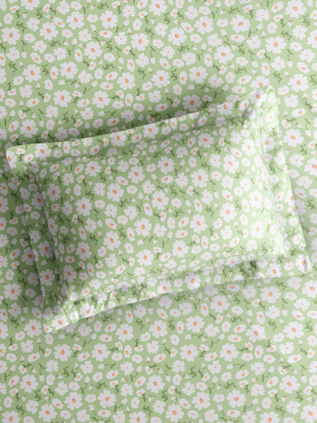 Nature Bouquet 100% Cotton 300 TC King Bedsheet with 2 Pillow Covers | Floral Fragrance Bedsheet Set
