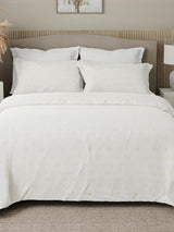 100% Cotton Scented King Bedsheet Set, 300 TC White & Yellow Floral (Green Apple Fragrance), Nature Bouquet