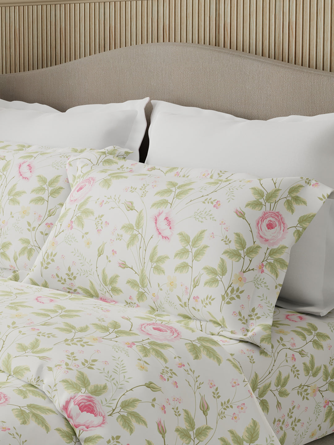 Nature Bouquet 100% Cotton 300 TC King Bedsheet with 2 Pillow Covers | Floral Fragrance Bedsheet Set
